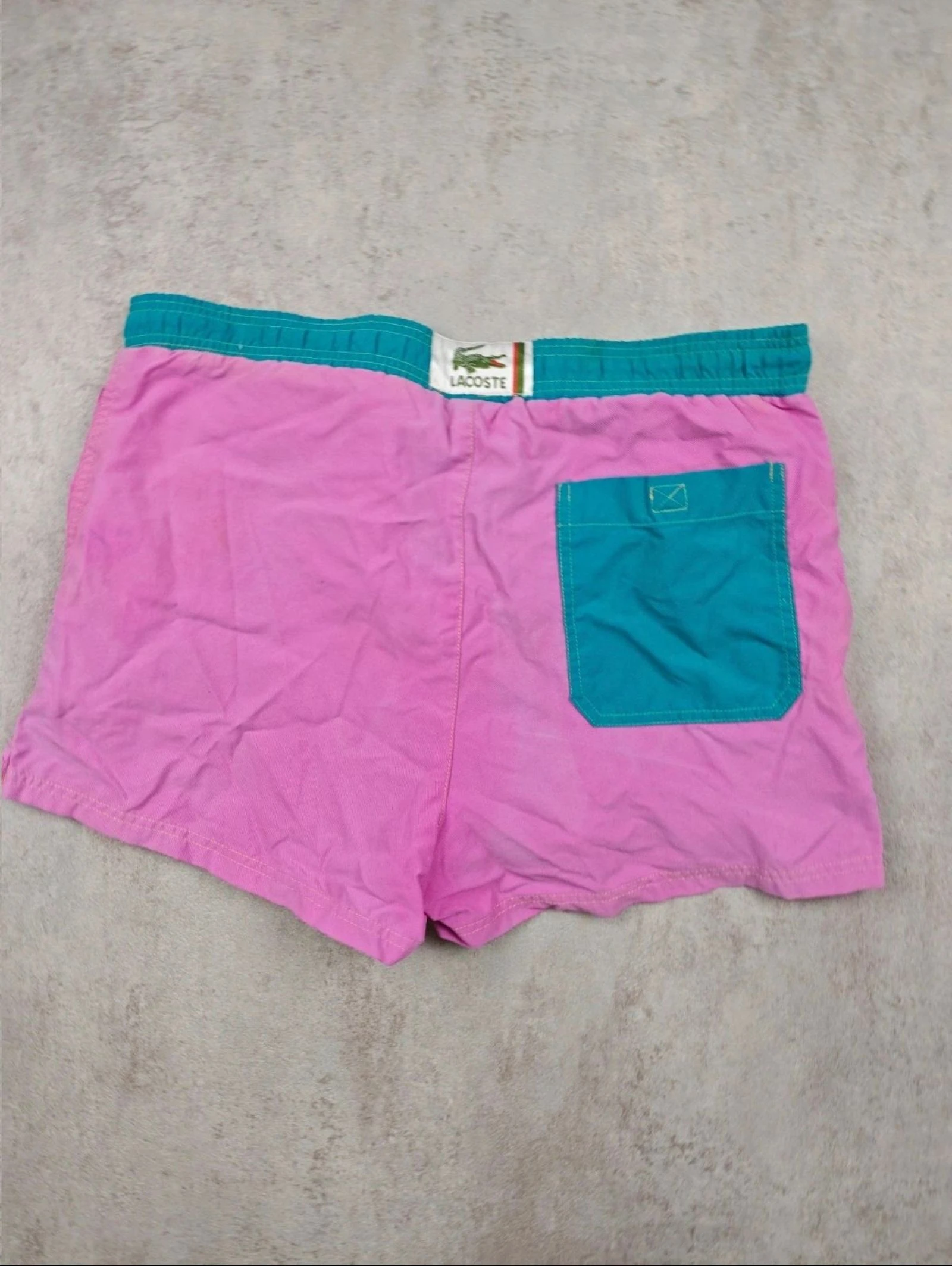 Lacoste Vintage Swim Shorts Colorblock Pink Teal Old Money Preppy Y2K 90s Retro Beachwear  XL – photo 4
